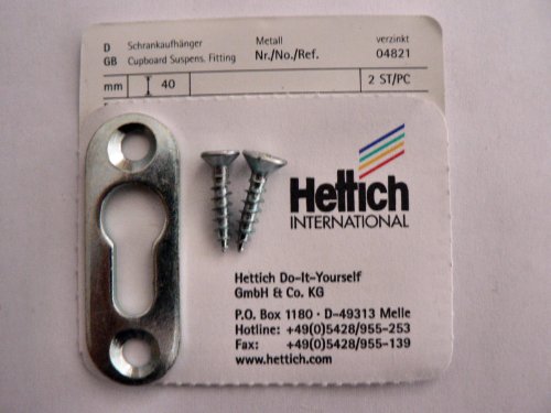 Preisvergleich Produktbild Hettich Schrankaufhänger für Linsenkopfschrauben, verzinkt, Maße: 40 mm, 2 Stück, Artikelnr. 4821