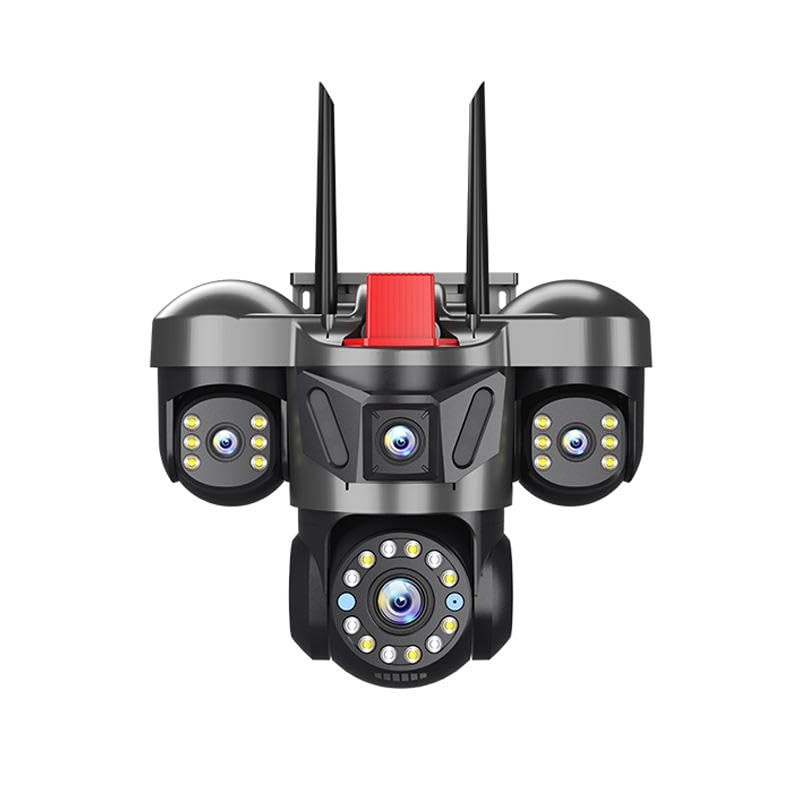 Image of TP PLUS 4 Lens PTZ WiFi Outdoor Security Camera | 360 Pan Tilt | Color Night Vision | Motion Detection | Dual Antenna Wireless CCTV Camera