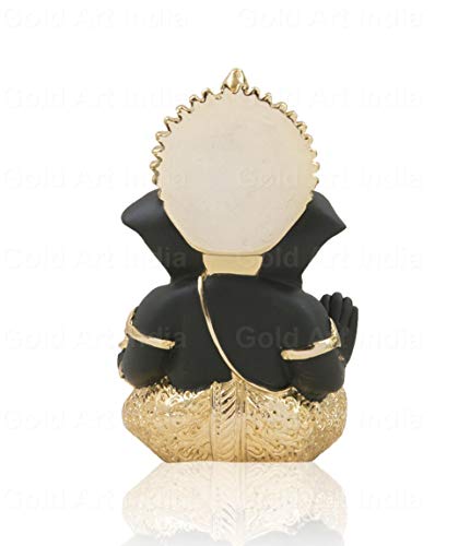 Image of Gold Art India Gold Plated Kaai Green Color Ganesh Idol for Car Dashboard God Ganesha Idol for Home Decor Ganpati for Gifting (MUKUTGOLDKAAIGREEN3.5)
