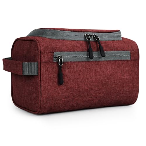 Image of FATMUG Large Toiletry Organizer Dopp Kit Washbag for Men, Cosmetics Pouch for Women- Maroon