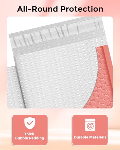 Image of Metronic Bubble Mailers 6x10 inch 100 Pack Pale Pink Self-Seal Padded Envelopes