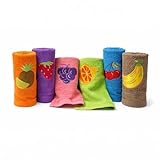 SaoTi – Pack 6 Paños de Cocina 100% Algodón Rizo 50x50 cm (500 g/m²) – Absorbentes Tras el Primer Lavado – Ligeros y Suaves – Bordados de Frutas – Ideal Uso Diario y Regalo