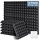 Ohuhu Akustikschaumstoff Akustikpaneele 12 Stück mit Aufkleber, 30 x 30 x 5 cm Pyramidenplatten Schallschutz Wand Schallschutzplatten Schalldämmung für Tonstudio Podcasts Youtube-Zimmer, Anthrazit
