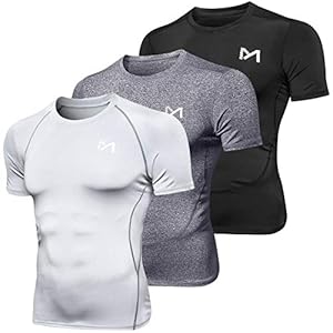 MEETYOO Tee Shirt Homme , Compression Maillot Manches Courtes T-shirt Baselayer Running Vetement pour Sports Jogging Musculation Gym