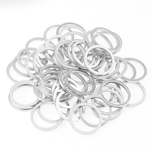 Image of HELIFOUNER 50 Pieces M16x20x1.5mm Automotive Drain Plug Gaskets, Oil Crush Washers, Aluminum Flat Washers, Inner Diameter 16mm, Outer Diameter 20mm, Thickness 1.5mm