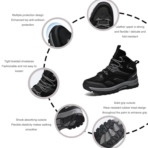 Men's Suede Stitching Outdoor Hiking Boots Comfortable Anti-Collision Round Toe Platform Non-Slip Hiking Outdoor Travel Tactical Boots Trekking Trail Shoes4