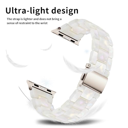 Image of Bestig Resin Band Compatible with Apple Watch Bands for Women 40mm 38mm 41mm 42mm(Series 11 10), Lightweight Waterproof Strap for iWatch Series 10 9 8 7 6 5 4 3 2 1 SE Men(Aurora /Starlight)