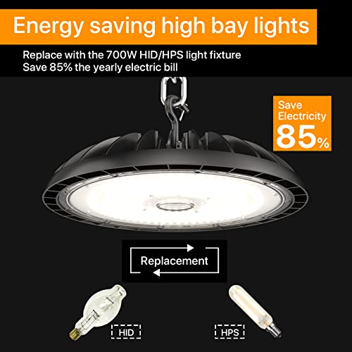 Demilare 2 Pack Led High Bay Light 150W, 5000K 22500 Lm High Bay Led Shop Lights, Ip65 Waterproof Ufo High Bay Light 120-277V, Commercail Lighting For Warehouse, Workshop, Garage, Barn #TOP3