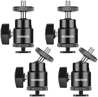 Neewer 1/4 Camera Hot Shoe Mount with Additional 1/4 Screw 4-Pack, Mini Ball Head Cold Shoe Mount Adapter for Tripod, Cameras, Camcorders, Smart Phone, Video Light, Microphone, Ring Light - ST36