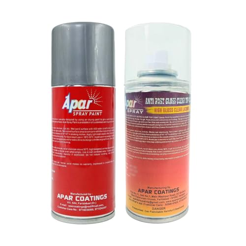 APAR Automotive Spray Paint Typhoon Silver (RC Colour Name) + GC Compatible for Hyundai Cars -225 ml (Pack of 2-Pcs)