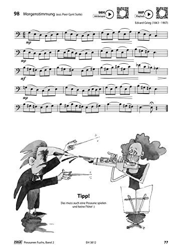 Starterset: Posaunen Fuchs Band 1 und Band 2 - Die geniale und spaßige Posaunenschule + Pflegetuch aus Mikrofaser