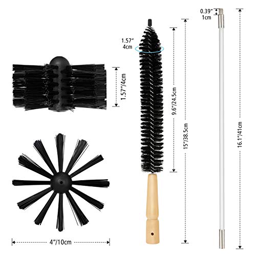 OAK LEAF Dryer Vent Cleaner 24 Feet, Flexible 18 Rods Dry Duct Cleaning Kit Chimney Sweep Brush with 2 Brush Heads and Dryer Lint Brush, Extend up to 24 Feet, Use with or Without a Power Drill