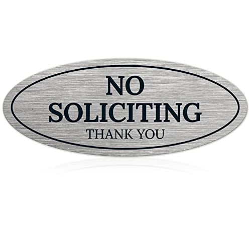 No Soliciting Sign for House Thank You Sign, (SI-1550) 2x5 Inches, Aluminum Composite Made in USA by Sigo Signs