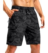 Pudolla Men's Hiking Cargo Shorts with 5 Pockets Lightweight 9" Outdoor Work Casual Shorts for Me...