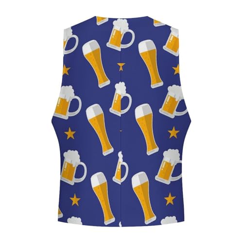 Glass And Beer Men's Suit Vest Slim Fit V-Ncek Waistcoat Business Casual Vest 5