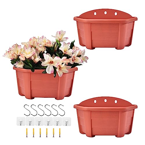 ORIMERC Fioriera da parete in legno imitato da 24,9 cm, per piante da interno, fioriere da appendere alla parete, per interni ed esterni, verticale da parete, per le tue piante verdi, rosso mattone