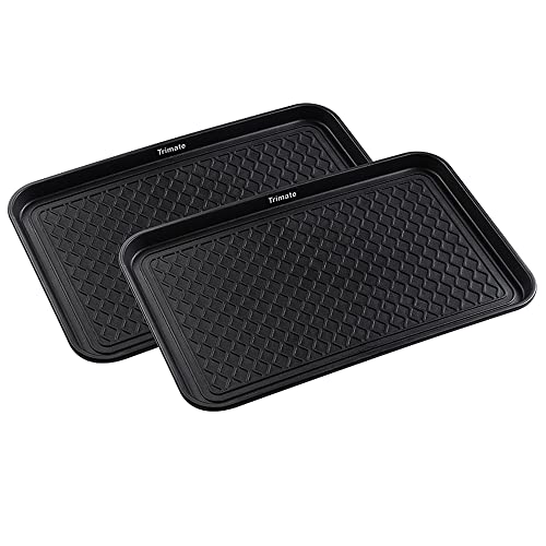 Trimate All Weather Boot Tray, 2 Pack Water Resistant Plastic, Multi-Purpose for Shoes, Pet Feeding Trays, Garden-Mudroom Entryway, Garage, Indoor or Outdoor - Medium, 24"x16" - (Black) by Trimate - Used condition - US$19.38