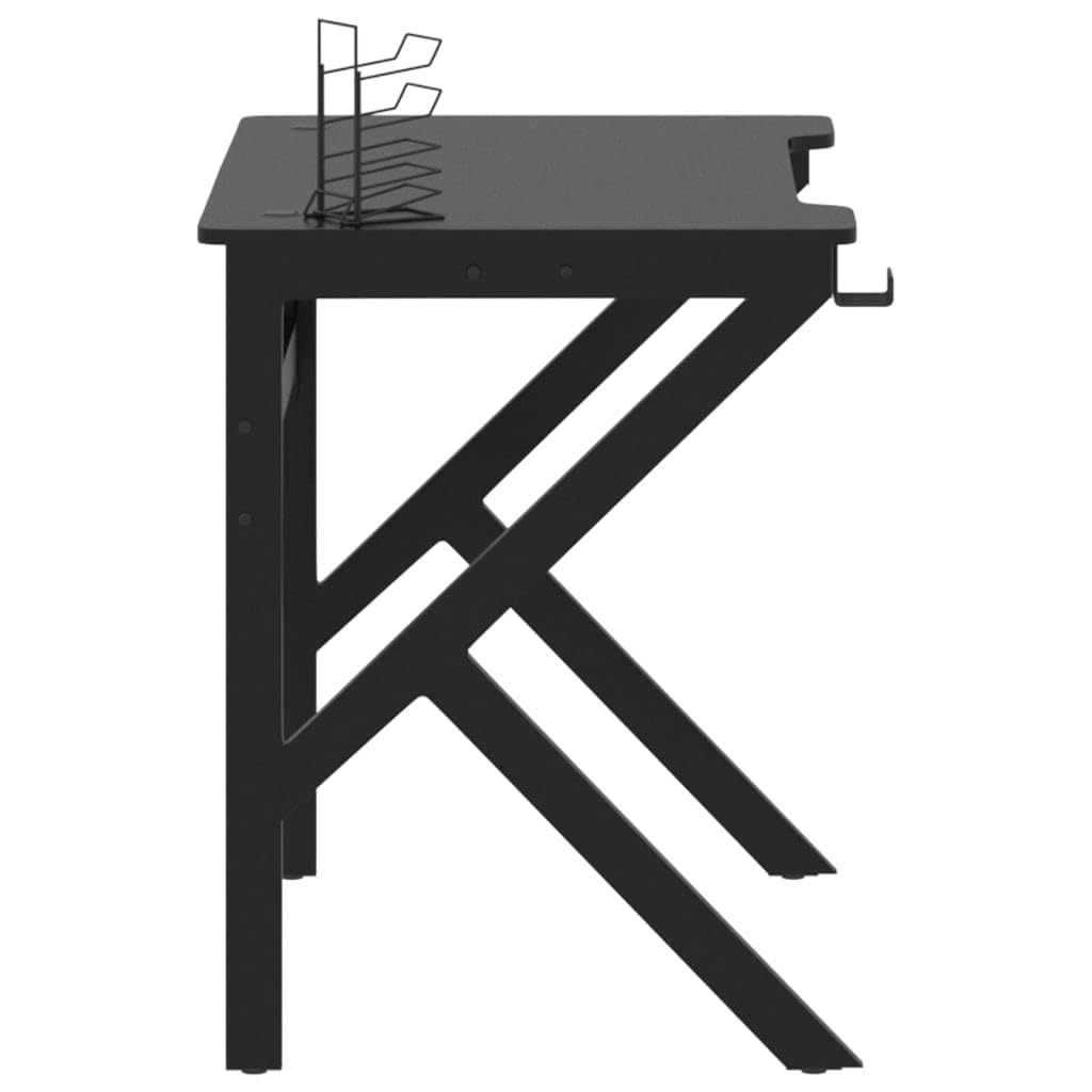 Scrivania,Supporto per stampante,Piccola postazione di lavoro in casa,Scrivania per computer in stile moderno,Scrivania da Gaming con Gambe a Forma di K Nera 90x60x75cm