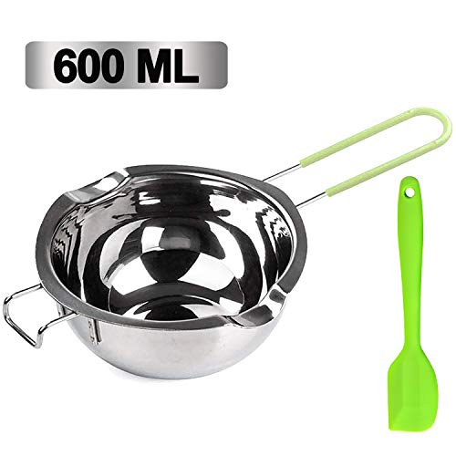 Stainless Steel Double Boiler Pot, 600ML Updated Melting Pot with Silicone Spatula