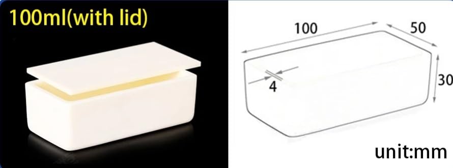 Quadratischer Tiegel aus 99% Aluminiumoxid mit Deckel – Labortiegel for die Analyse von Metall- und Nichtmetallproben – 1 Stück(100ml(100x50x30m))