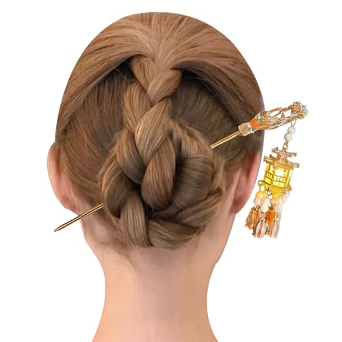 Keyubria Bacchette per capelli da donna, per capelli cinesi, Bacchette per cinesi retrò con forcina luminosa per donna in stile antico con a lanterna