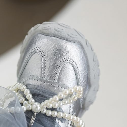 IWIHMIV Girls Sneakers Lace up Lightweight Breathable Walking Shoes for Girls Thick Bottom Sports Shoes3