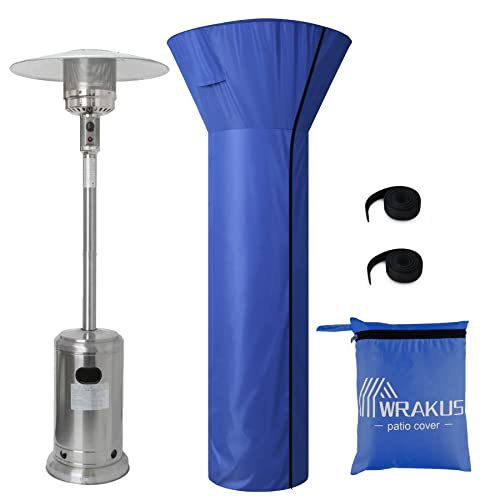 Wrakus Patio Heater Cover Outdoor Propane Gas Outside Waterproof Heavy Duty Fabric Durable Oxford with Zipper for Backyard Garden Treasures Veranda Porch Stand Up Deck Fire Heat Lamp Accessories Blue