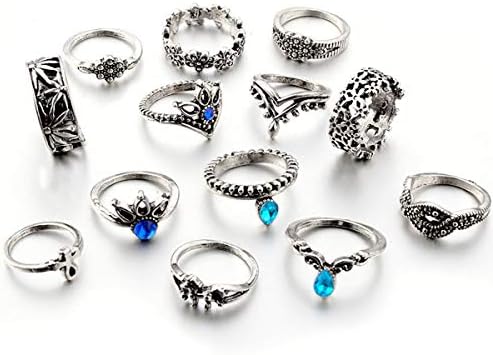 Hanloud Women Silver Plated Knuckle Stacking Ring Set