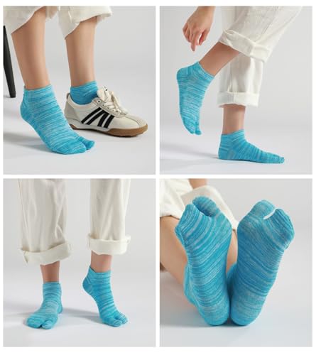 Image of Women's Solid 2 Toe Flip Flop Tabi Socks Geta Ankle Cotton 5 /6 Pairs