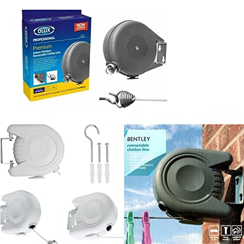 A-Z® Bentley/DLUX/PRIMA Retractable Washing Line Cloths Wall Mounted Outdoor Laundry Clean Wash (15M DLUX)