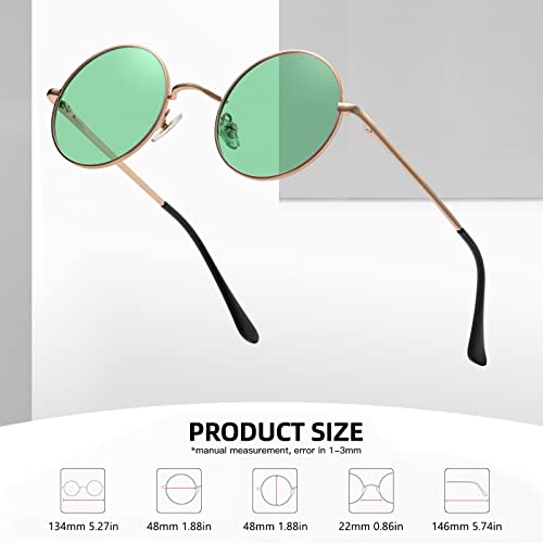 Image of MEETSUN Small Round Polarized Sunglasses for Men Women Metal Retro Hippie Circle Sun Glasses Driving Festival Cosplay UV400