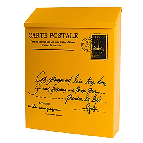 FYZS Buzón de buzón Americano, buzón de Metal Retro, buzón de sugerencias de Estilo Rural, buzón de Pared, buzón de Correo al Aire Libre, 22 x 7 x 30 cm (Color : Yellow)