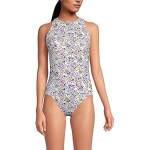 Lands' End Women's Tugless High Neck Portrait Back One Piece Swimsuit