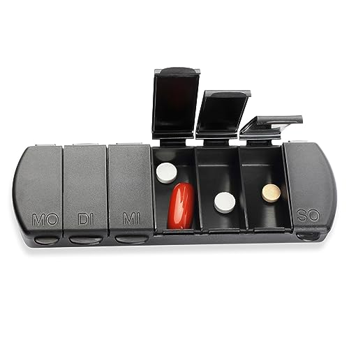 Schramm® Tablet Doosje zwart 11x4 x1,5cm Pillendoosje 7-daagse tabletdoosje pillendoosjes pillendoosjes pillendoosjes - Afbeelding 4