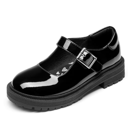 Rihero Girls Back Shoes – School Uniform & Party Dress Shoes for Big Kids (Size 4)