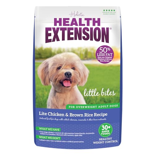 Health Extension Little Bites LITE Dry Dog Food Chicken & Brown Rice for Toy and Small Breeds Supports Healthy Weight with Probiotics & Superfoods for Digestion & Coat Health 4 lb Bag