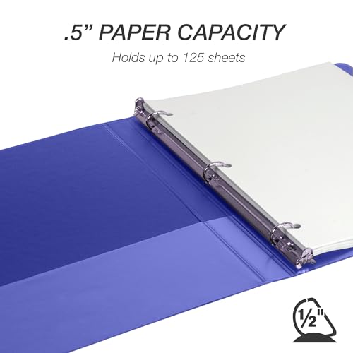 Image of Samsill Durable 0.5 Inch Binder, D Ring Binder, Customizable Clear View Cover, Blue, 24 Pack, Each Holds 125 Pages