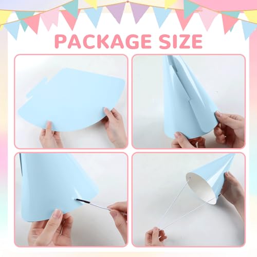 24 PCS Rainbow Party Hats Pastel Rainbow Themed Paper Hats Pastel Party Birthday Party Cone Hats Macaron Themed Party Hats for Kids and Adults Birthday, Baby Shower, Bridal Shower Party Decorations - Thumbnail 3