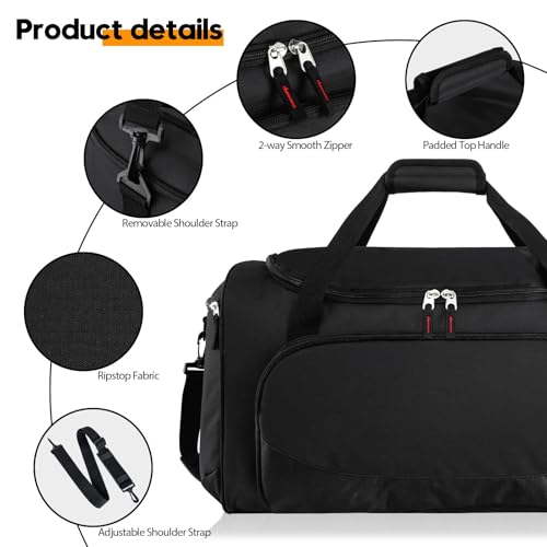 Uarition Gym Bag for Men - 50L Black Durable Large Duffle Bag for Travel, Workout, Fitness & Sport - Image 6
