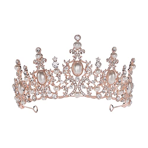 Tiara de boda con cristales y perlas plateada corona de novia elegante