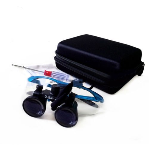 BONEW Fernglaslupe, 2,5-fache Lupe, 420 mm Arbeitsabstand, blau, Glaslinse, Kunststoffrahmen mit Antifog, DY-101, praktische Schutztasche