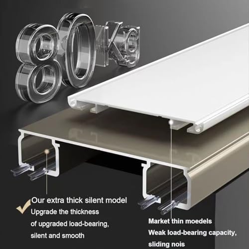 Tringle à rideau de plafond en aluminium robuste double rail noir - 3