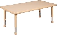 Flash Furniture Wren Adjustable Height Kids Activity Table 24x48 Inch Rectangular Plastic for Classroom Playroom