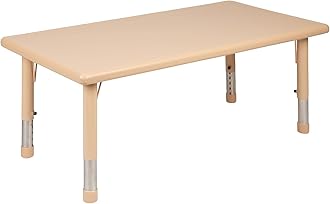 Flash Furniture Wren 24"W x 48"L Rectangular Natural Plastic Height Adjustable Activity Table