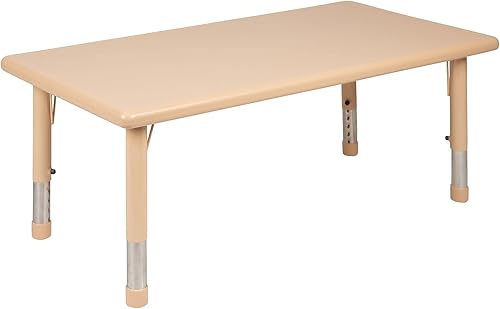 Miniatura 6 de Flash Furniture Emmy - Juego de mesa rectangular de plástico natural de 24 pulgadas de ancho x 48 pulgadas de largo, con 4 sillas
