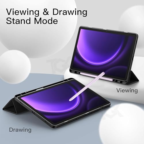 Image of TGK Smart Flexible with Pencil Holder Trifold Back Flip Stand Case Cover for Samsung Galaxy Tab S9 FE 10.9 Inch /Tab S10 FE 10.9 inch Black