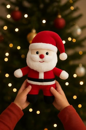 Image of Santa Claus Plush Toy, Red and White, Christmas Holiday Decoration, Stuffed Figure with Hat (Santa 35CM)