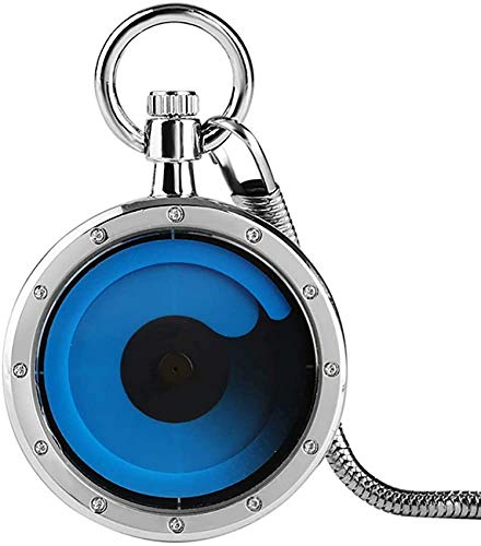 Taschenuhr für Männer Kreative Plattenspieler Quarz Taschenuhr Silber mit Taschenkette Geschenk Für Geschenke