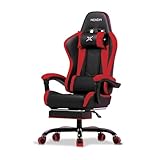 Wintem Gaming-Stuhl mit ausziehbarer Fußstütze, Doppelkissen und Rückenlehne verstellbar von 90° bis 135° für totalen Komfort und richtige Körperhaltung beim Spielen und Arbeiten