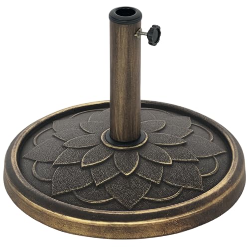 Outsunny Pied de Parasol Rond 12 kg, Socle Parasol extérieur en résine, pour mât de Ø 32,38 et 48 mm, Base de Parasol pour Jardin Patio terrasse, Ø 46 x 34 cm, Bronze